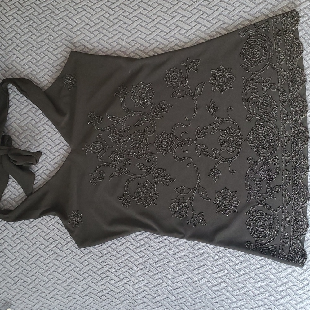 beaded black halter top